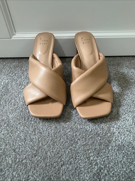 a new day Shoes - a new day Tan Padded Crisscross Square-Toe Slide Mules SZ 8